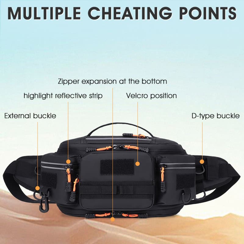 Bolsa de cintura para isca de pesca transfronteiriça masculina, grande capacidade, resistente ao desgaste, bolsa de peit