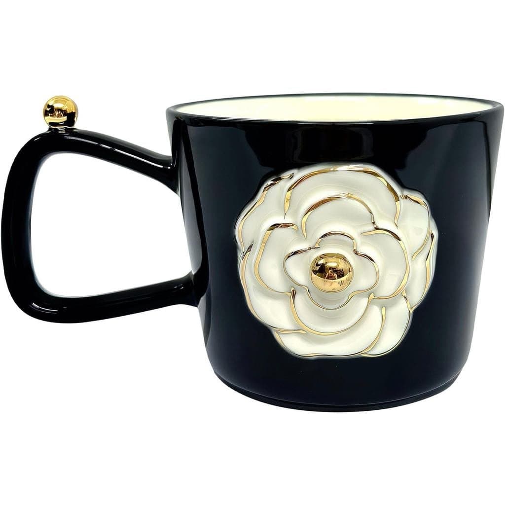 Caneca de Café de Cerâmica com Flor 3D, 11.8oz, Caneca Vintage Floral para Cappuccino, Caneca de Café Personalizada para