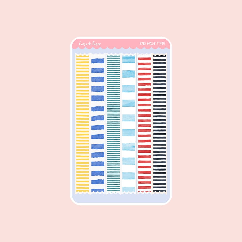 Cartela de Adesivos Fake Washi Listrinhas - Colagens, Planners,Journal,  Agenda , Hobonichi, Kinbor