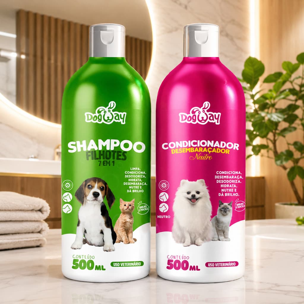Shampoo Filhotes com Condicionador Desembaraçador para Cães e Gatos
