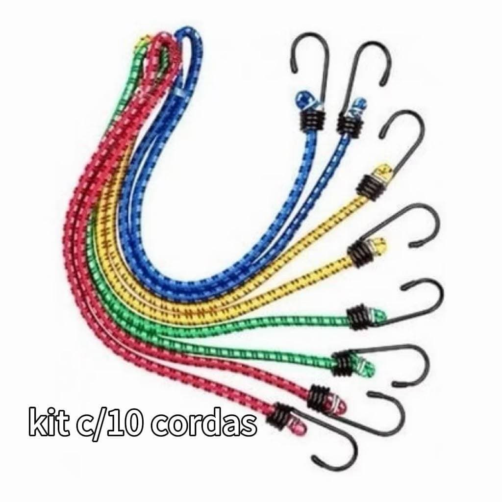 kit c/10 Cabo Elastico Extensor + Grosso (10mm) P/ Motos E Cargas 1,5m