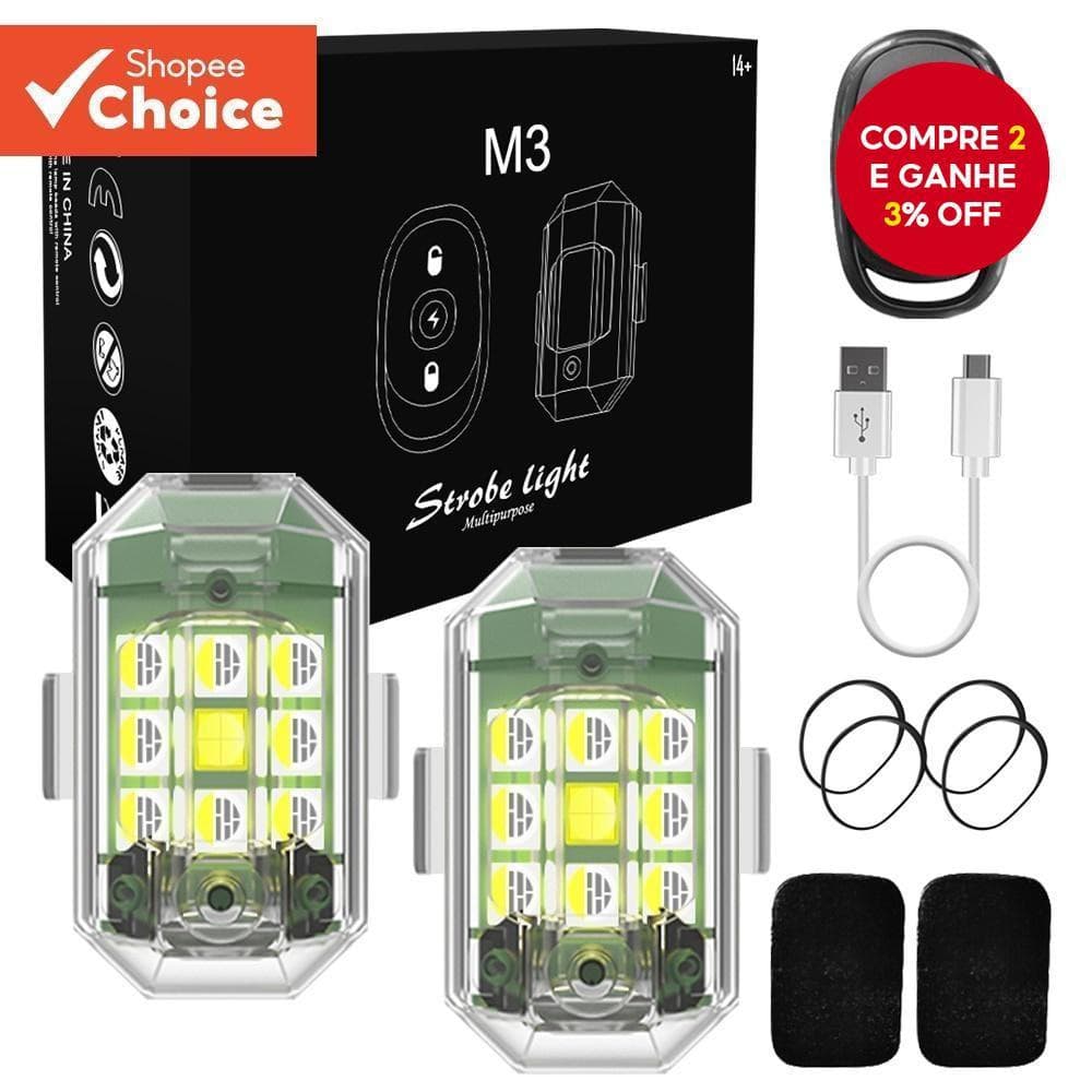 Luz Estroboscópica LED com Controle Remoto Sem Fio para Scooter e Motocicleta Anticolisão