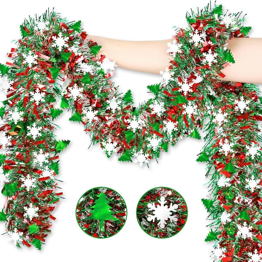 Decoração de natal topos novo estilo tiras coloridas de natal guirlanda floco de neve branco fitas de árvore de natal