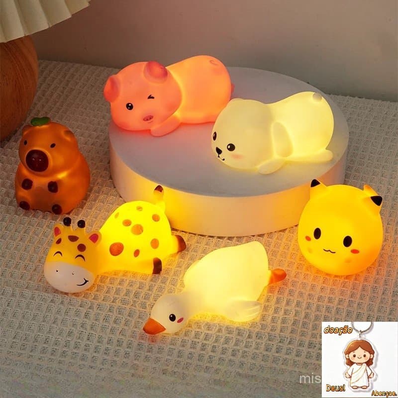 LED Bonito Girafa Filhote De Cachorro Pato Leitão Luz animal Deitado Postura Forma Cabeceira Decoração Do Bolo Aniversár