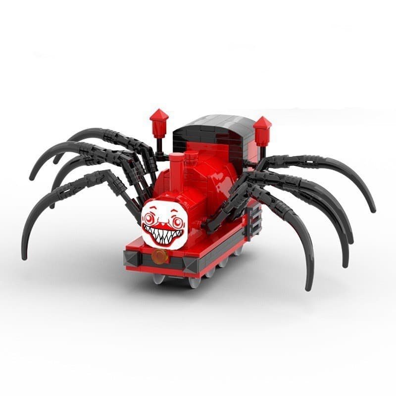 Blocos de construção infantis Moc Trem vermelho Charles Train Brinquedo de partículas pequenas