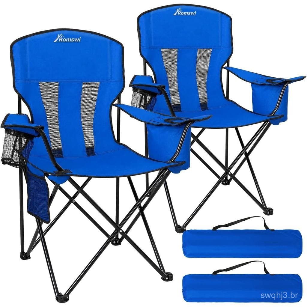 Cadeiras de Camping para 2 Pessoas, Cadeira Dobrável com 4 Bolsas Térmicas e Porta-Copos, Cadeira Portátil Resistente pa