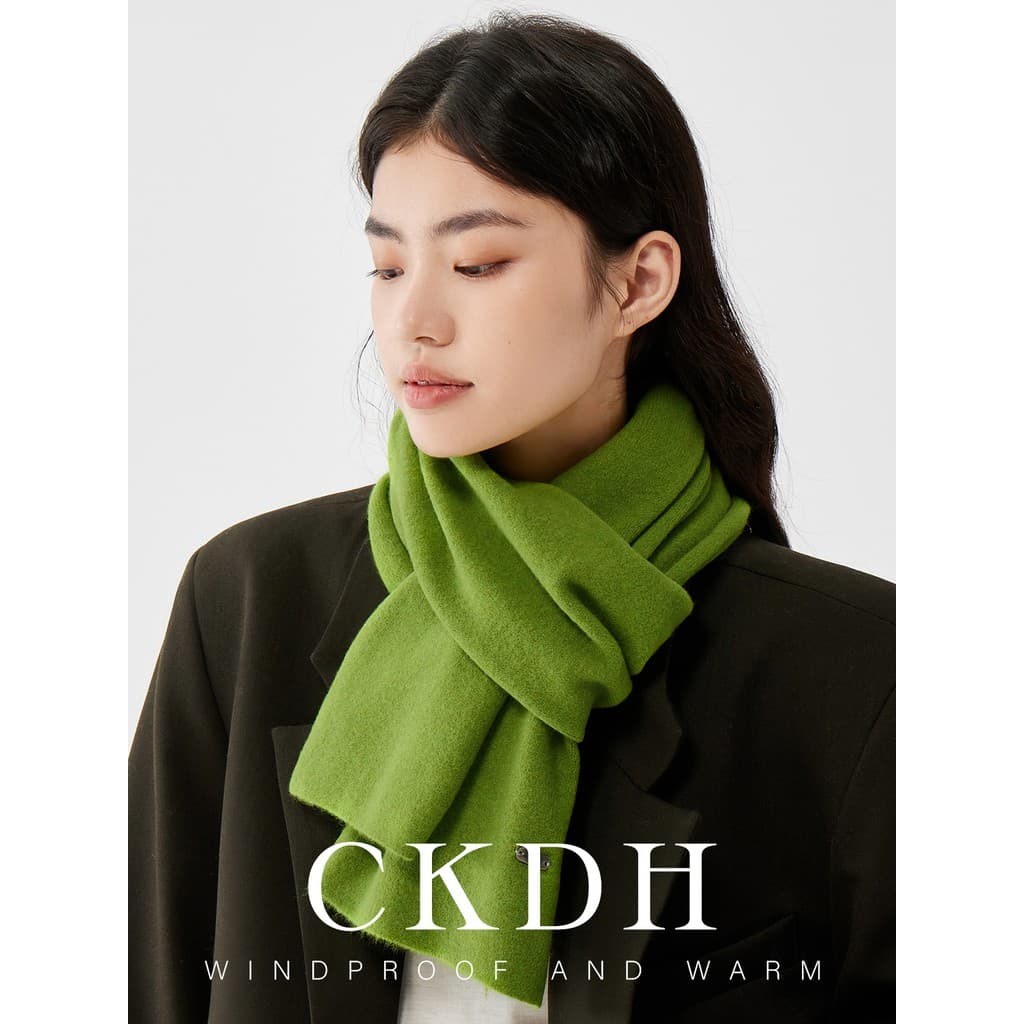 CKDH lã misturada verde quente cachecol masculino feminino 2026 outono inverno novo estilo All-Match Anti-Pilling babado