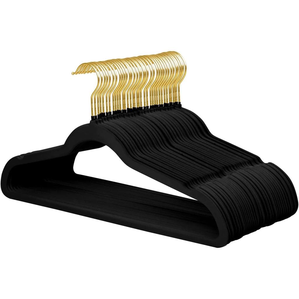 Cabide de veludo ManGotree, equipado com um gancho dourado giratório de 360 graus. °   Cabide de feltro antiderrapante,