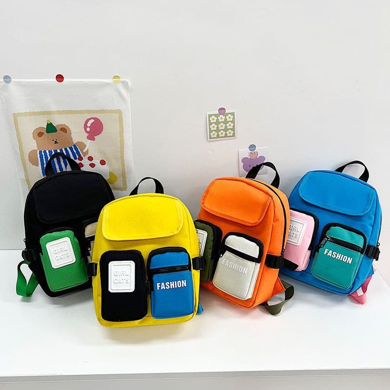 Crianças mochila mochila saco de escola preto crianças mochila crianças contraste cor mochila versão coreana leve crianç