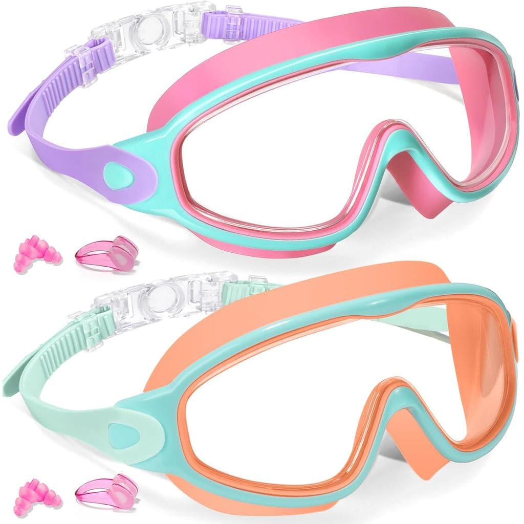 Keary 2 Óculos de Natação para Crianças de 3 a 15 Anos, Proteção UV, Antiembaçante, Óculos de Natação para Piscina, para
