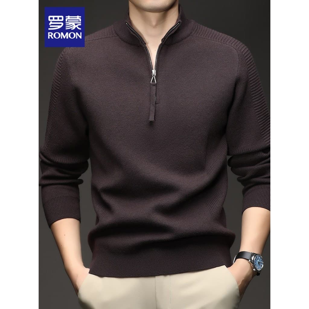 Suéter Lomon masculino moderno com meio zíper suéter outono inverno novo estilo de negócios Casual suporte-