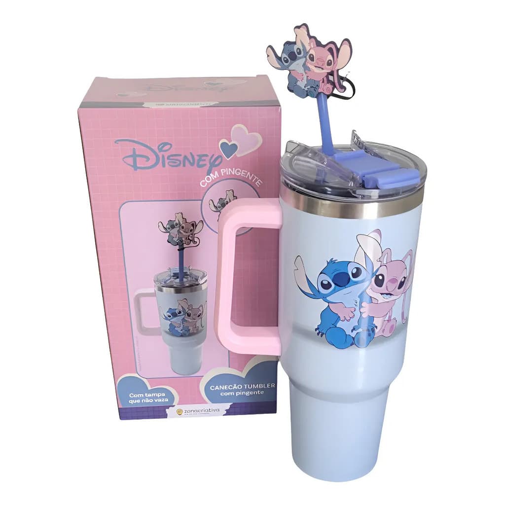 Canecão Tumbler Stitch E Angel Disney 1,15l Zona Criativa