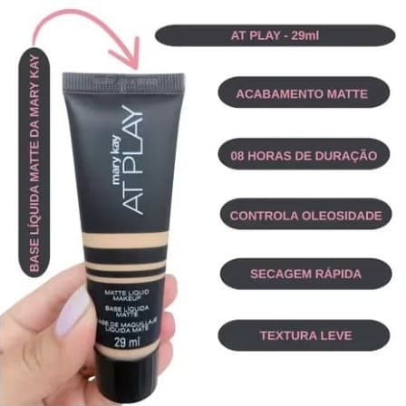 Base Líquida Cobertura Matte At Play 29ml - Cores para sua make - Mary Kay - maquiagem - controla oleosidade
