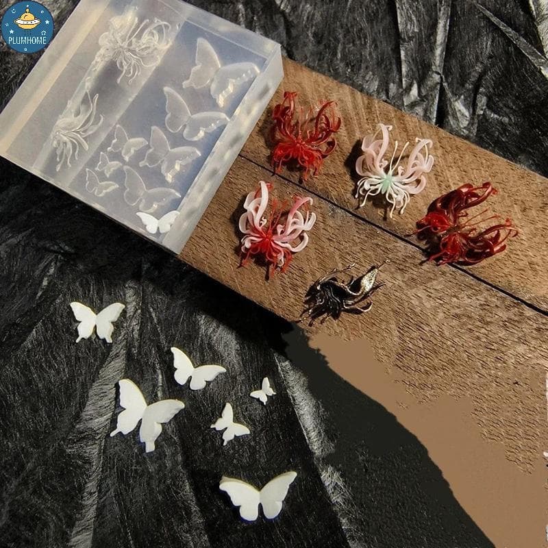 PLUMHOME 1 Pçs Arte Do Prego Silicone Escultura Molde Flor Borboleta Lótus Koi Cervos 3D Decorações Da Design DIY De .