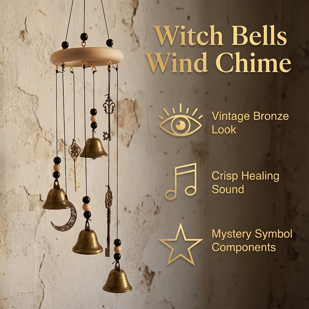 Retro angustiado chave estrela lua sino vento carrilhão estilo bruxa bruxa bruxa pagão ornamentos de ferro forjado jardi