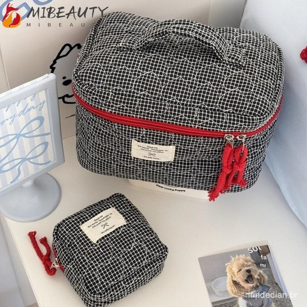Bolsa De Maquiagem MIBEAUTY , Cosmética Acolchoada Com Zíper E Coração Grande Capacidade Estilo Coreano