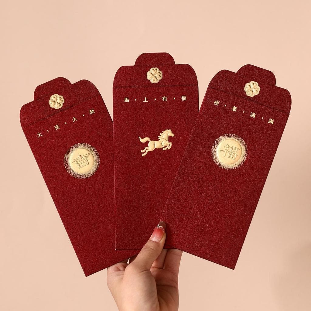 6 Pçs/Pa 2026 Alívio Cavalo Ano Envelope Vermelho Primavera Festival Paet Saco Tradicional Luy Dinheiro Poetas Presentes