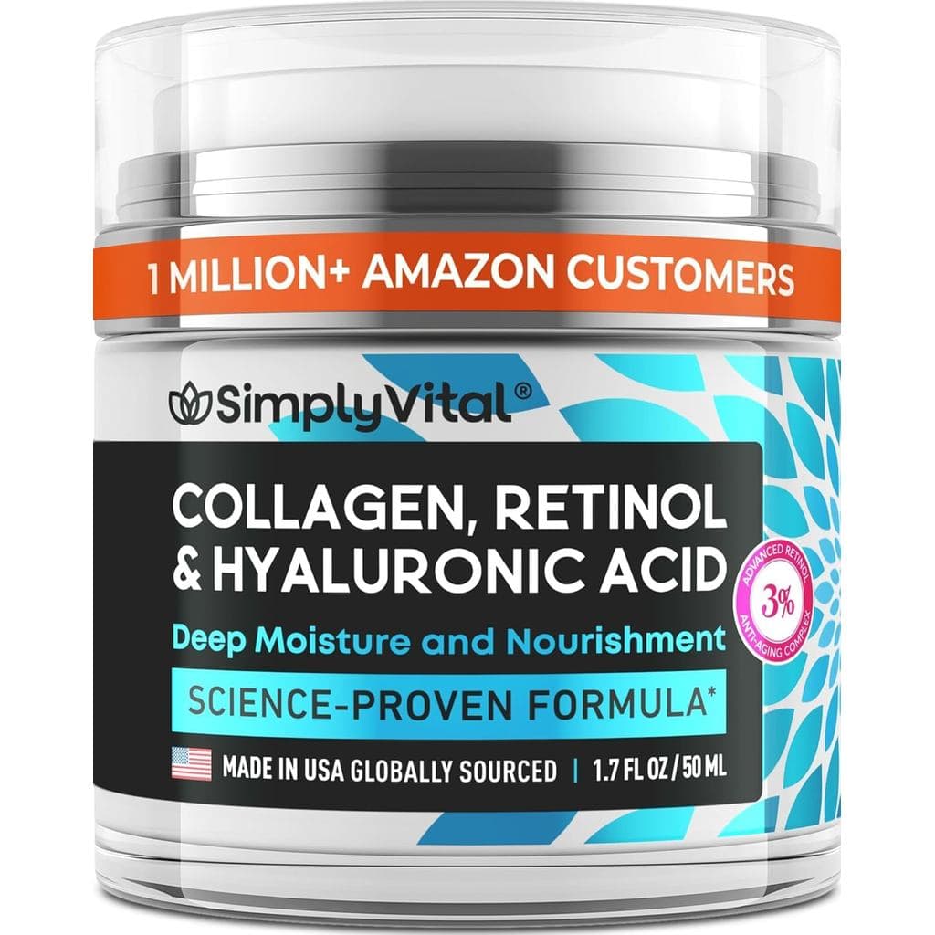 Hidratante Facial Anti-Envelhecimento com Retinol, Colágeno e Ácido Hialurônico - Fabricado nos EUA - Hidratante Facial