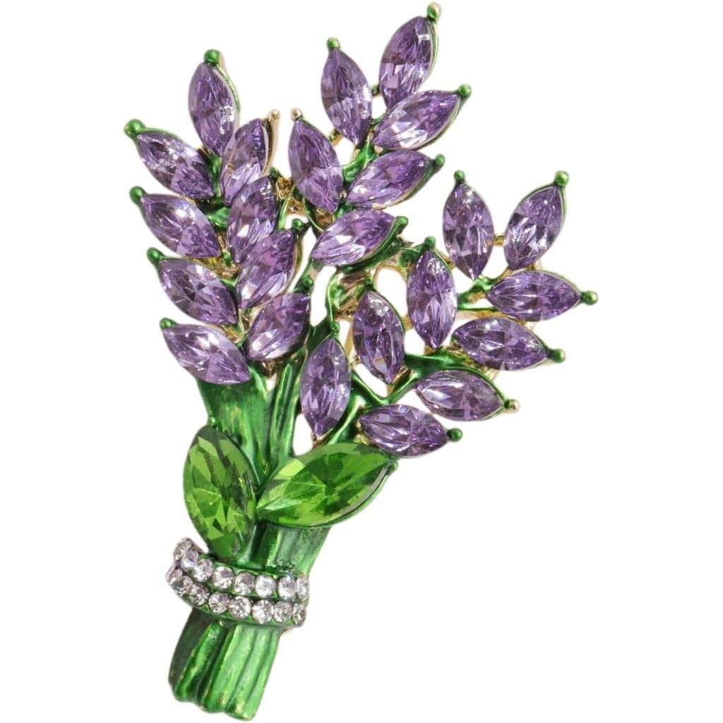Broche de flor de lavanda, broche de tulipa com cristais e strass, acessórios elegantes, joias femininas, broches e alfi