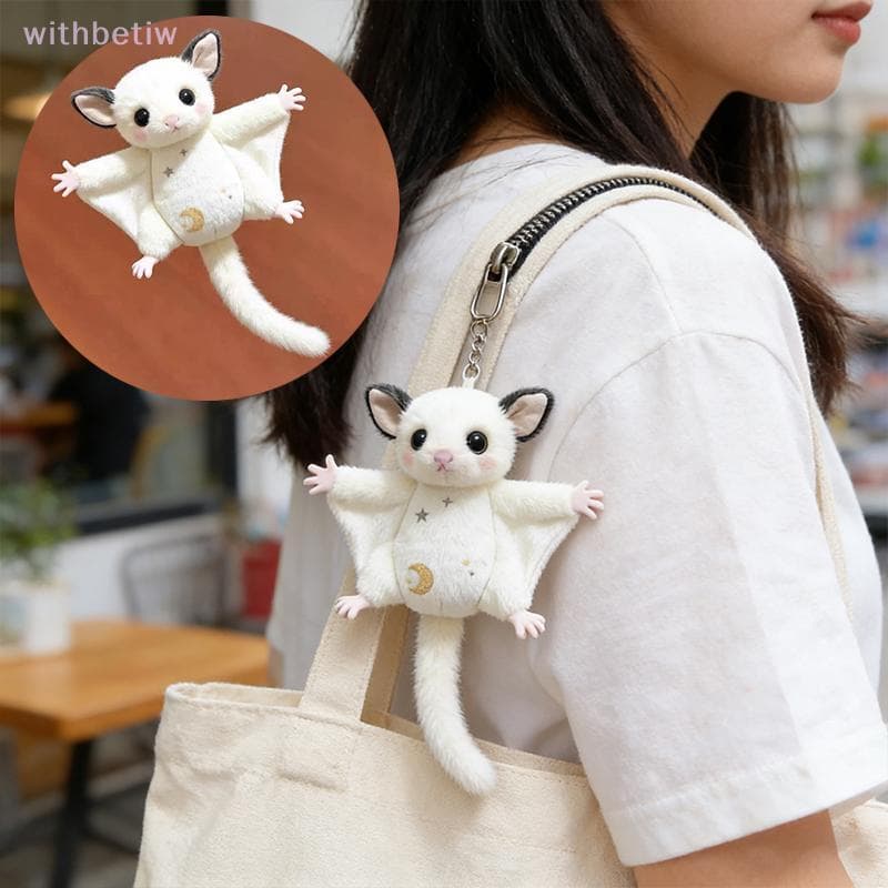 (withbetiw) Chaveiro De Brinquedo De Pelúcia De Esquilo Voador Kawaii Pingente Bolsa Charme Para Crianças Presentes De F