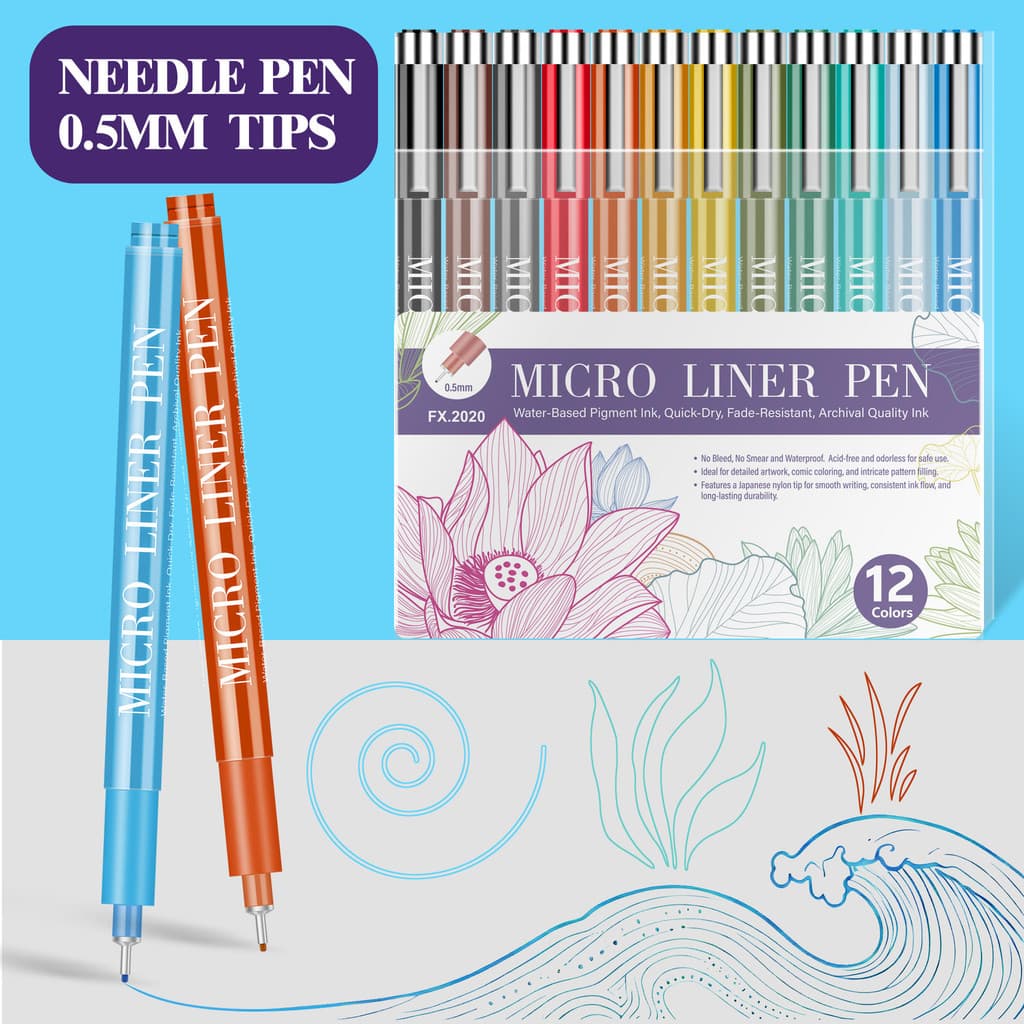 Venda quente 12 cores caneta seringa colorida 0.5mm pintura desenho papel seringa caneta PVC Macaron série de cores conj