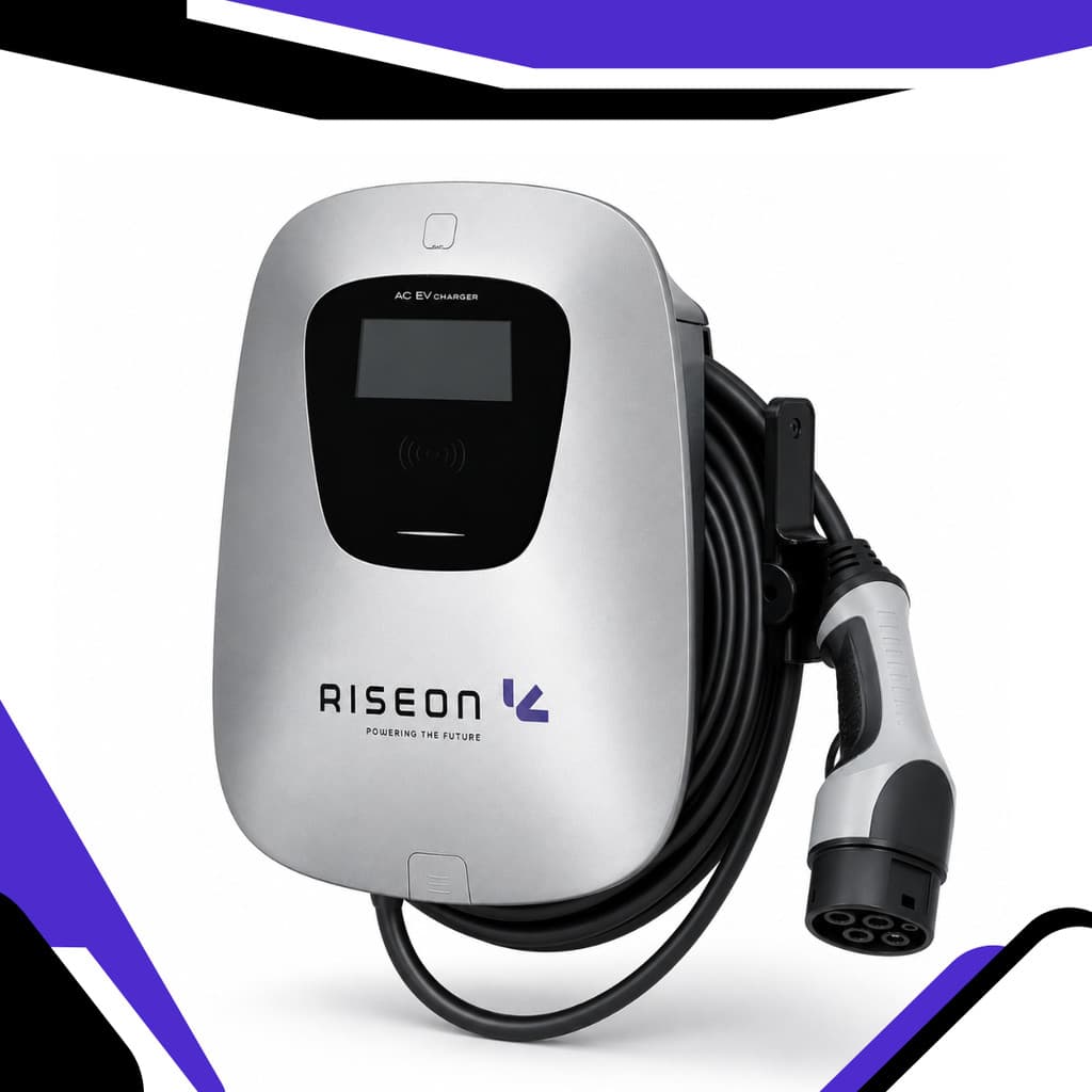 Carregador Wallbox Riseon Silver 7,4kW 230V 32A Tipo 2 Wi-Fi Bluetooth RFID IP65 Carro Elétrico