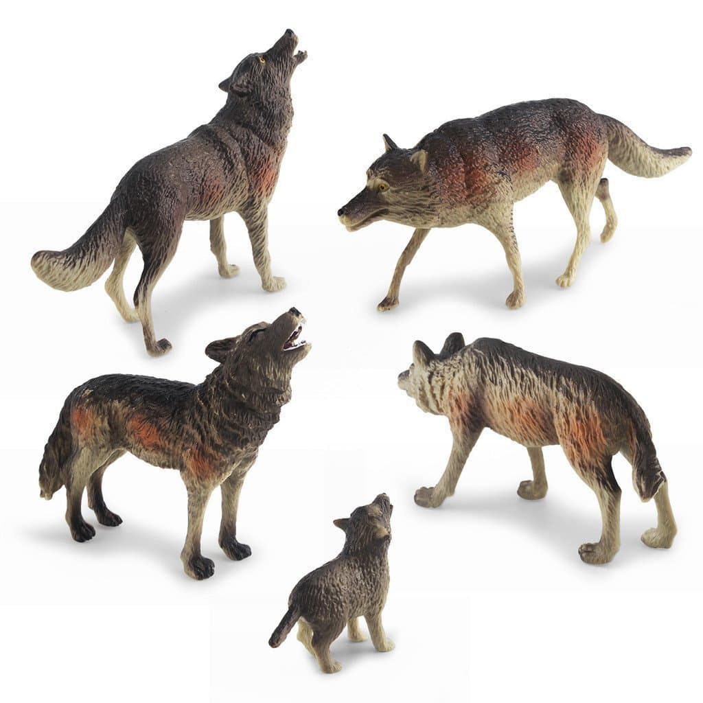 Modelo de Lobo Azul, Simulação de Vida Selvagem na Floresta, Brinquedo Educativo Infantil, Filhote de Lobo Uivando