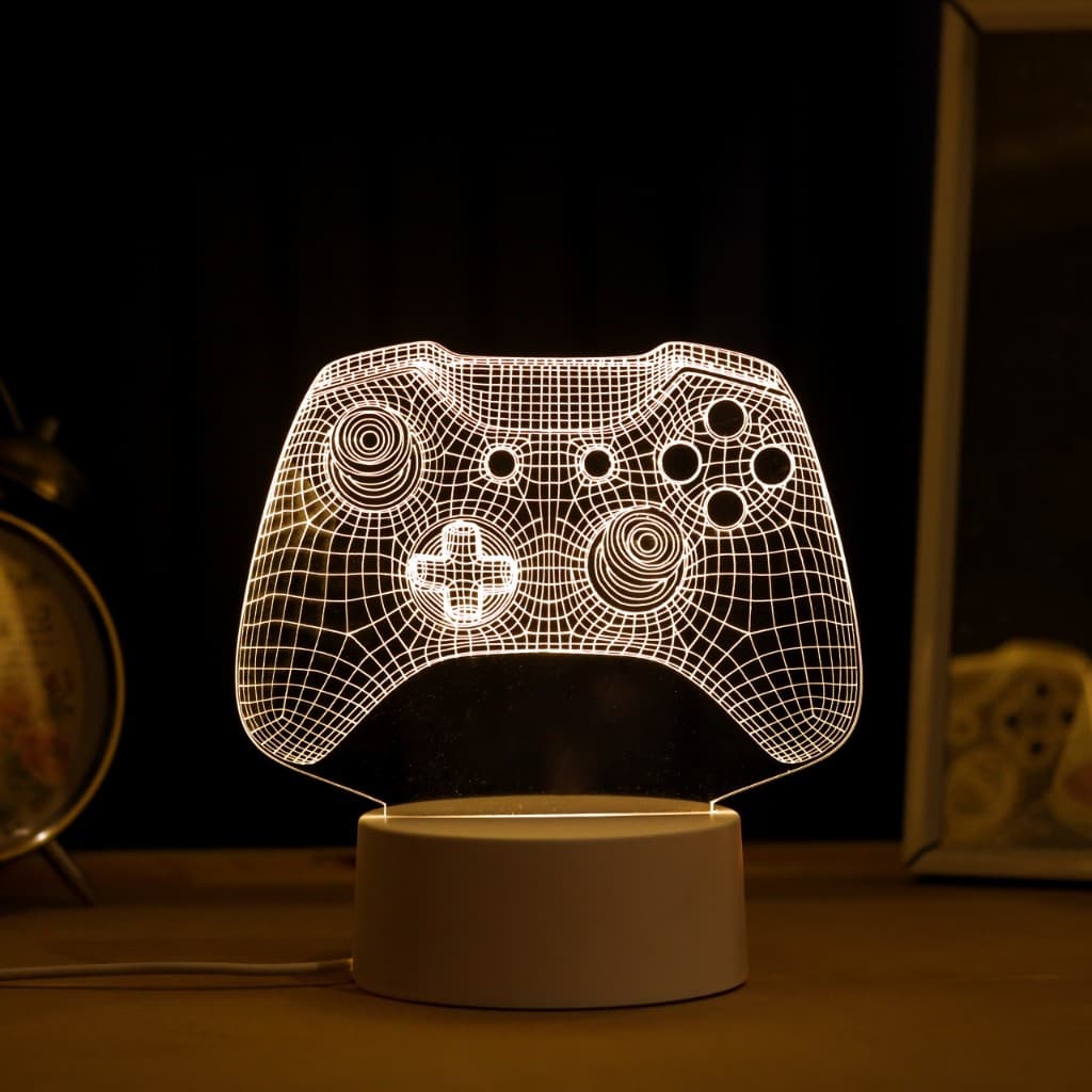 Luminária LED 3D de Mesa / Luz Noturna Presente Criativo / Decoração - Controle de videogame, manete, gamer