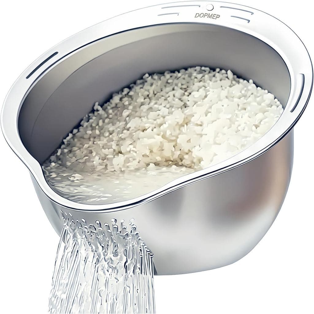 Escorredor de Arroz DOPMEP em Aço Inoxidável com Drenagem Lateral |   Ideal para mergulhar, lavar, limpar e enxaguar arr
