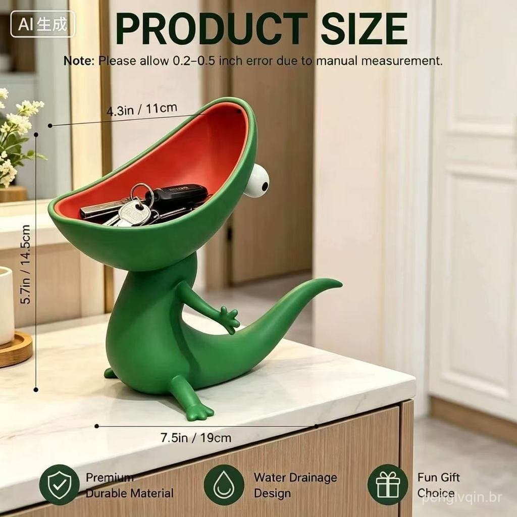 Porta-sabonete em formato de lagarto com bandeja para chaves – um organizador de mesa multifuncional em resina adequado