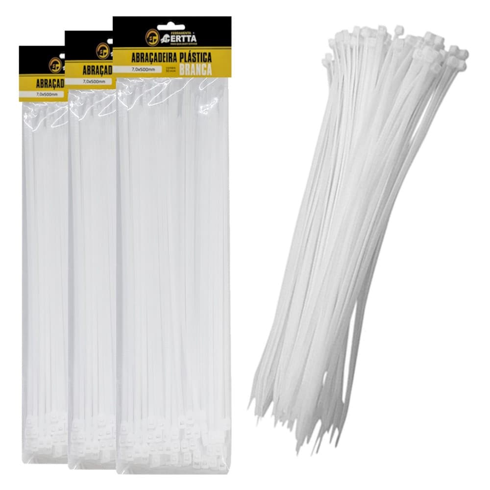 3 Pacotes 50 Abraçadeiras Lacre Nylon Enforca Gato Cinta Plástica 7x500mm Fita Hellerman 50cm 150un