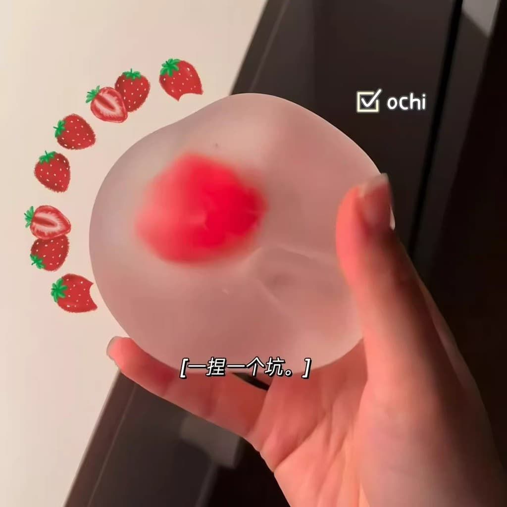 Squishy Mochi Morango Transparente Brinquedo Anti Stress Macio Retorno Lento Sensorial Fofo Presente Criativo