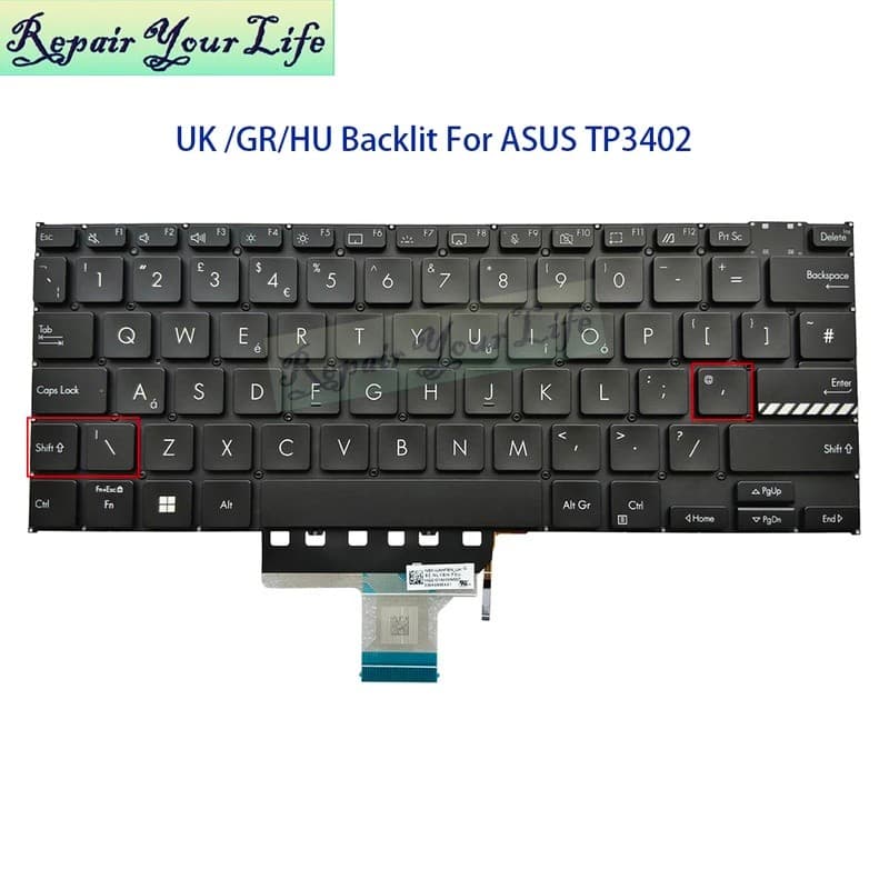 Teclado Retroiluminado Hungria Alemã Do Reino Unido Para ASUS Vivobook TP3402 TN3402 S14 Flip TP3402ZA TP3402VA TN3402YA