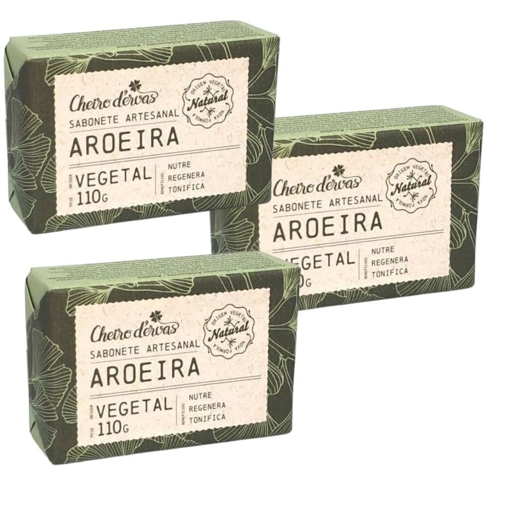 Kit 3 Unidades Sabonete em Barra Aroeira 110g Cheiro D´Ervas - 100% vegetal