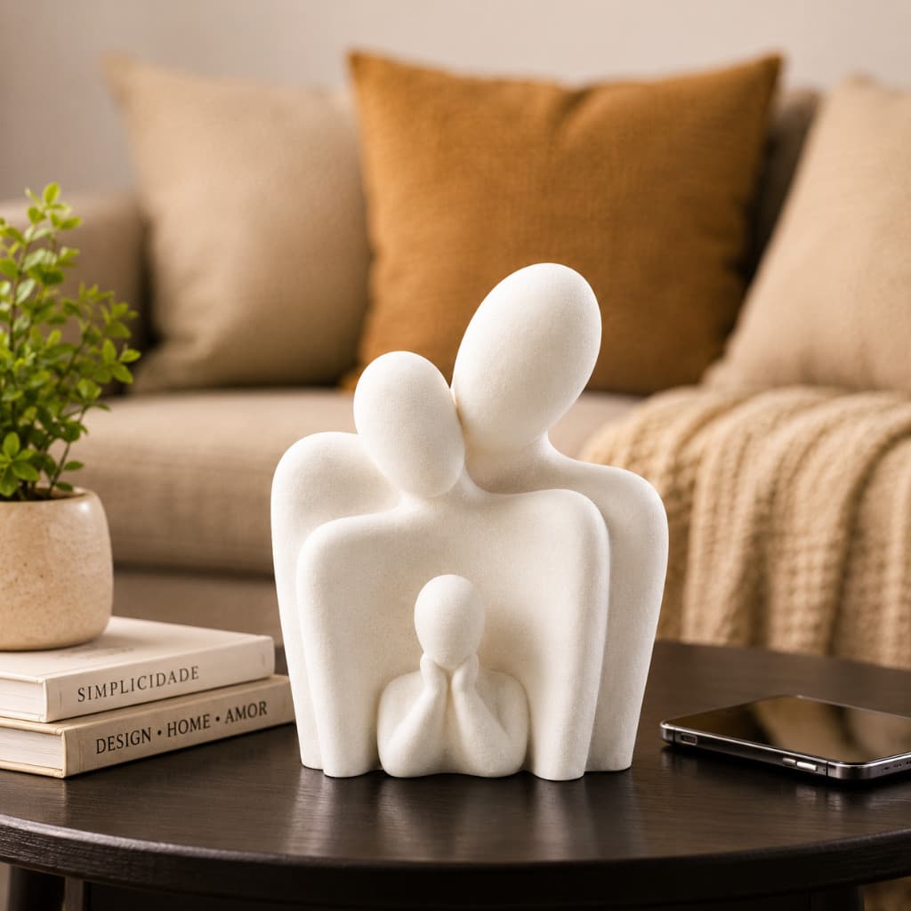 Escultura Família Decorativa Minimalista Moderna Sala Quarto Escritório Luxo Premium