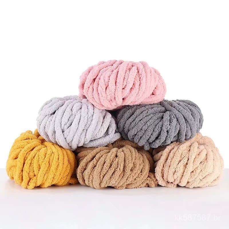 250g/bola 2cm Fio de Tricô Chenille Macio, Fio de Algodão para Cama de Pet, Chapéu, Cachecol CRAU