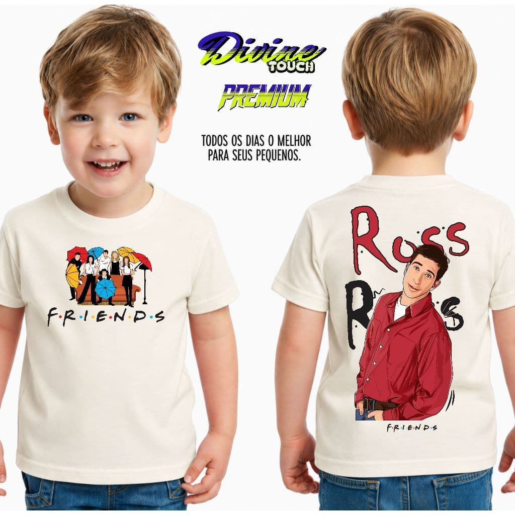 Camiseta Infantil Streetwear Malha 100% Algodão Camisa Juvenil Estiloso Serie Friends