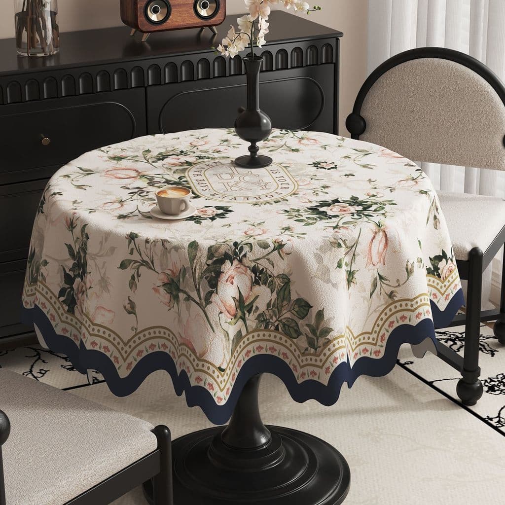 YHMJFBY1314 Toalha de mesa redonda em formato especial estilo americano Sala de estar Pequena mesa de centro redonda Pan