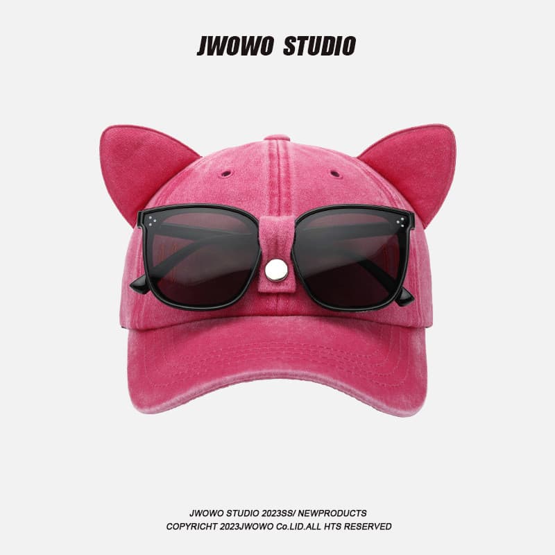 Influenciador orelhas de gato piloto boné de beisebol feminino único moda rua óculos de sol boné de pico masculino All-M