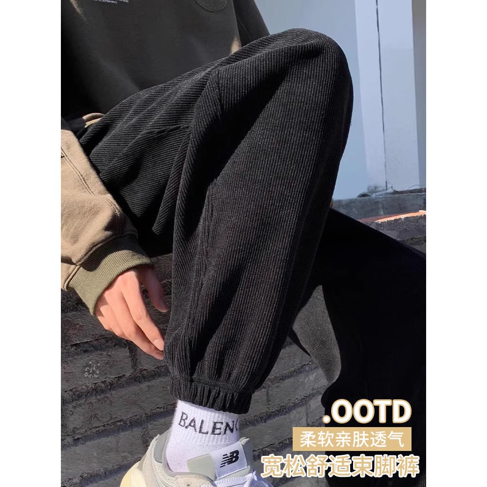 Homens outono inverno novo estilo calças casuais rua Wear calças masculinas soltas esportes Sweatpants velo veludo calça