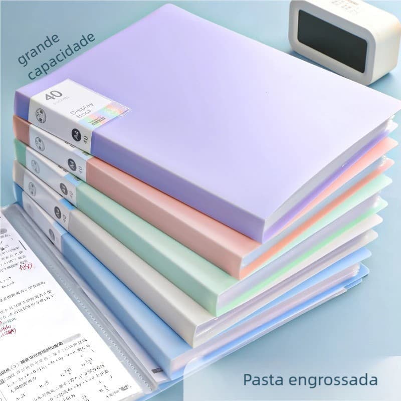 Pasta Catálogo A4 Grande Capacidade com 20/40/60 Envelopes Plásticos