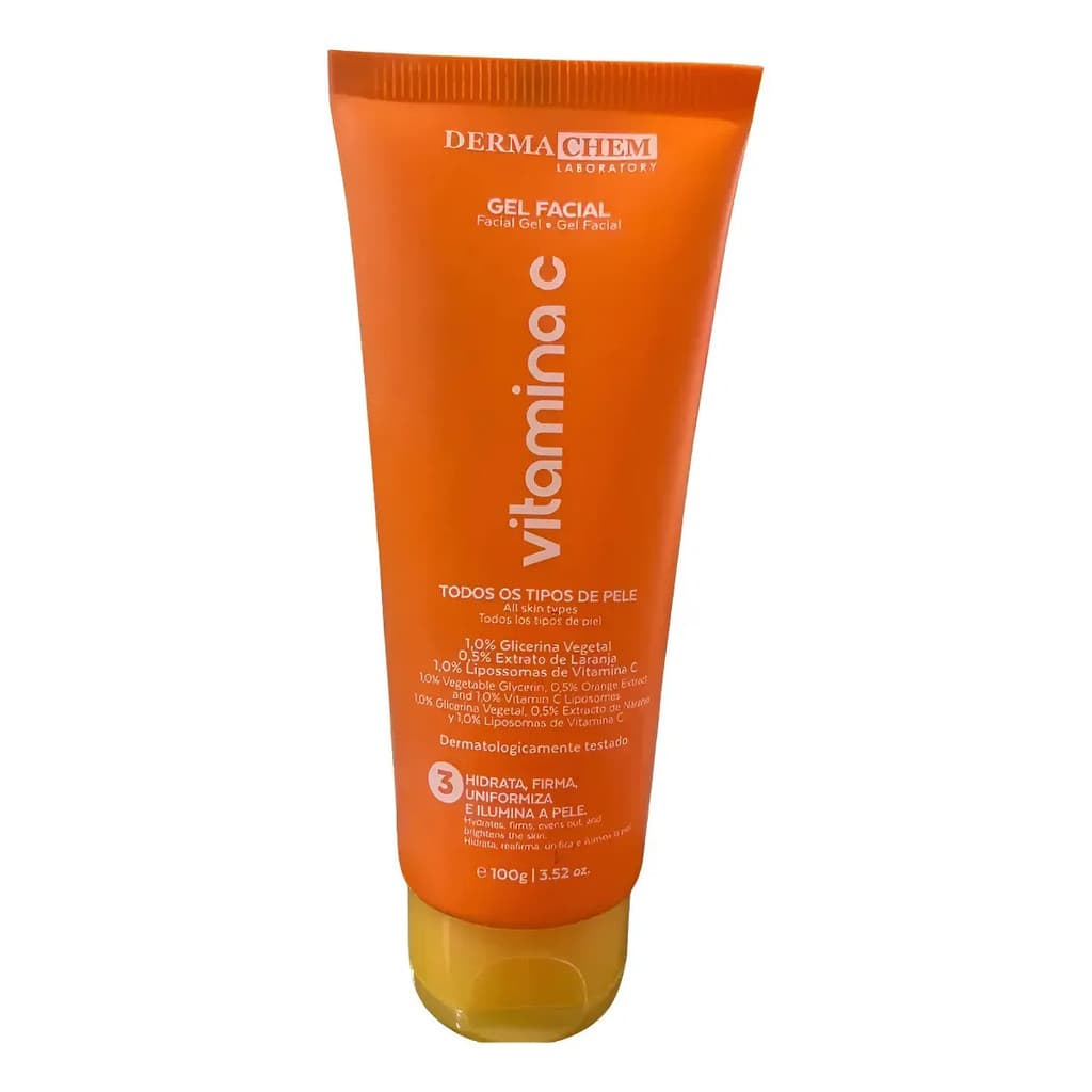 Gel Facial Vitamina C Dermachem Todo Tipo De Pele Clareador, Anti Manchas, Hidratante, Iluminador e Uniformiza a Pele.