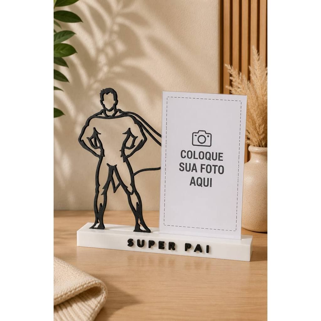 Presente Dia dos Pais Personalizado Porta Retrato Super Pai Decorativo Presente Criativo para Papai