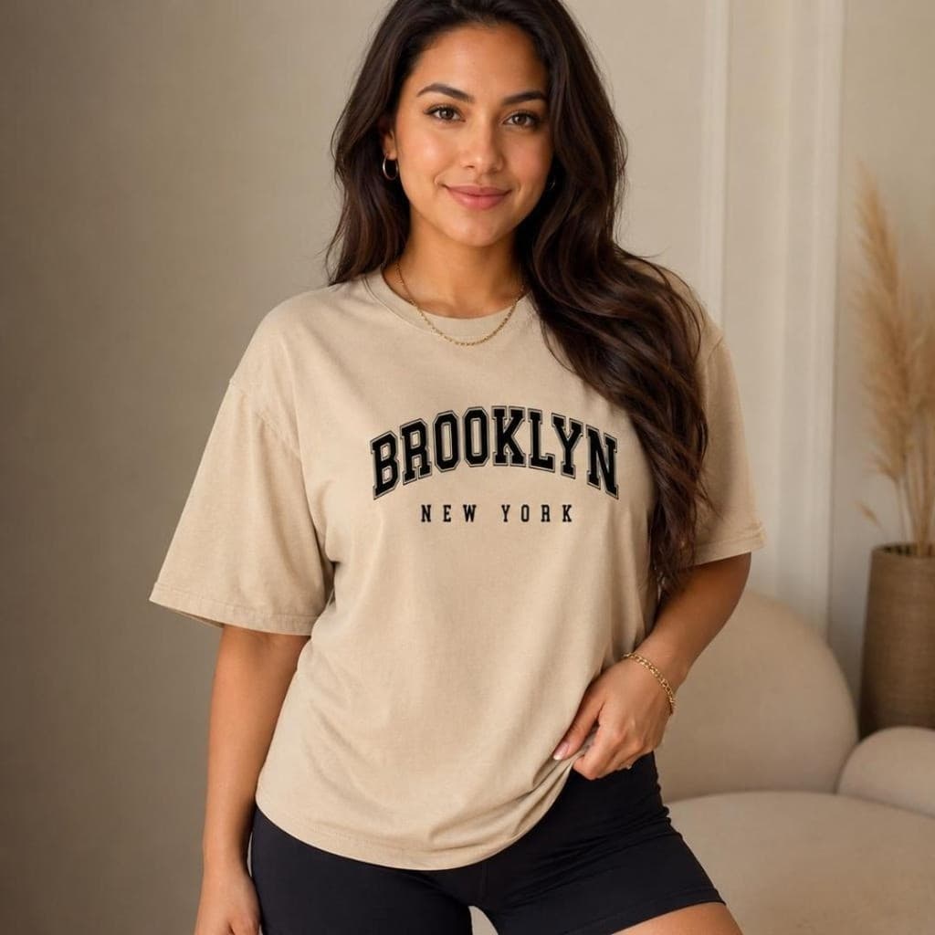 Camiseta Feminina 100% Algodão Estampa Brooklyn Envio Imediato
