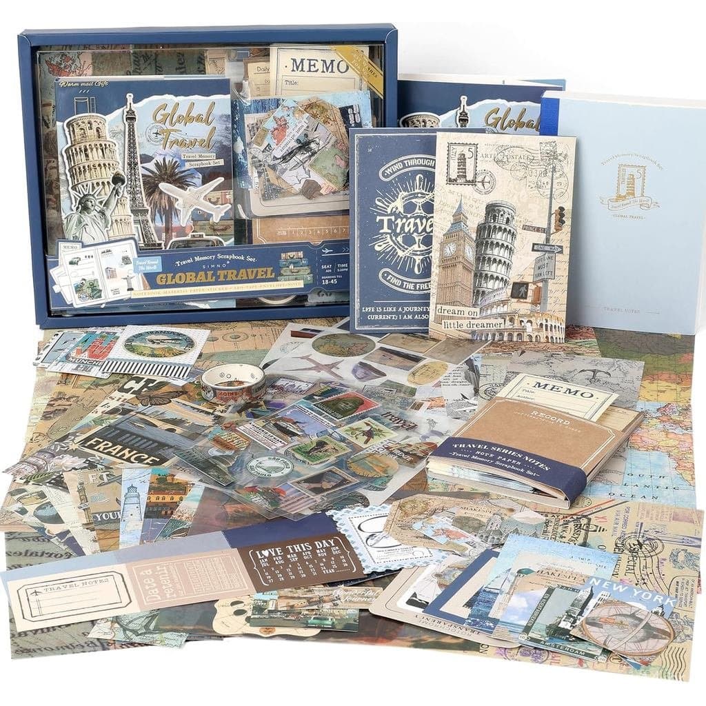 Kit de Scrapbook Fofo com Tema de Gato Auguro, Caderno A6 com Páginas Quadriculadas, Conjunto de Papelaria Kawaii, Kit d