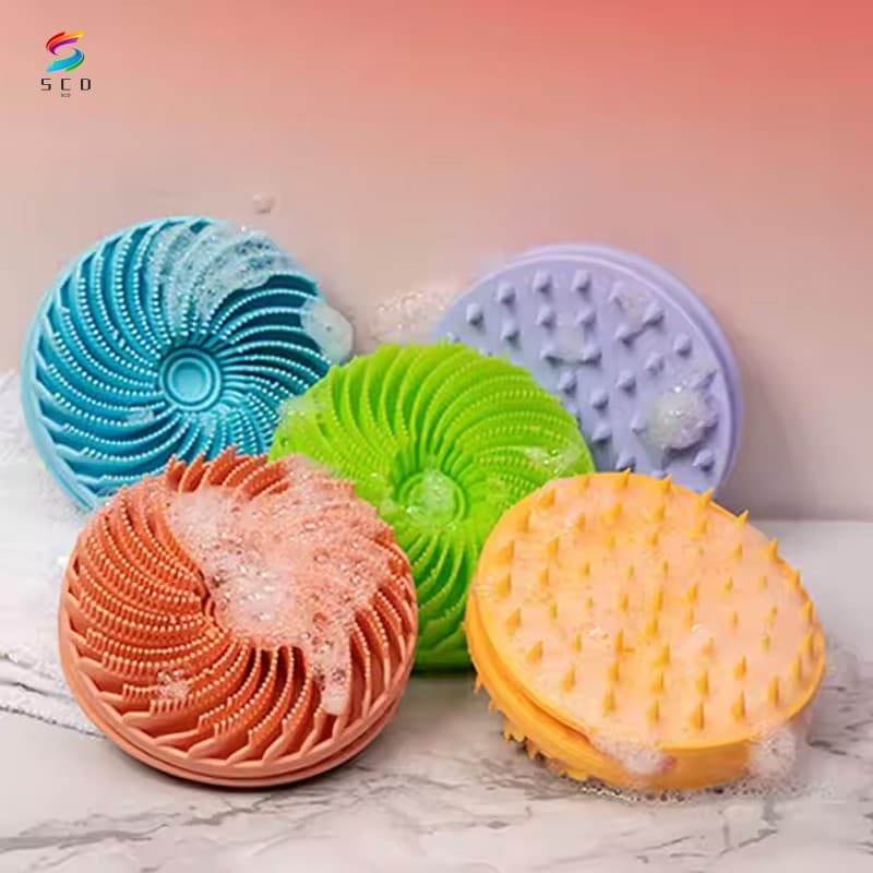 Escova De Purificação Corporal De Silicone Dupla Face-Massageador De Couro Cabeludo Para Chuveiro