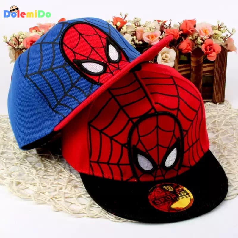 Boné de aba reta do Homem-Aranha em estilo cartoon, boné de hip-hop para dança de rua, boné de beisebol infantil, mercad