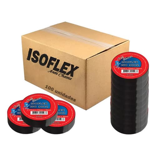 Fita Isolante Isoflex Kit 100 Rolos 10 Metros 19mm Antichama