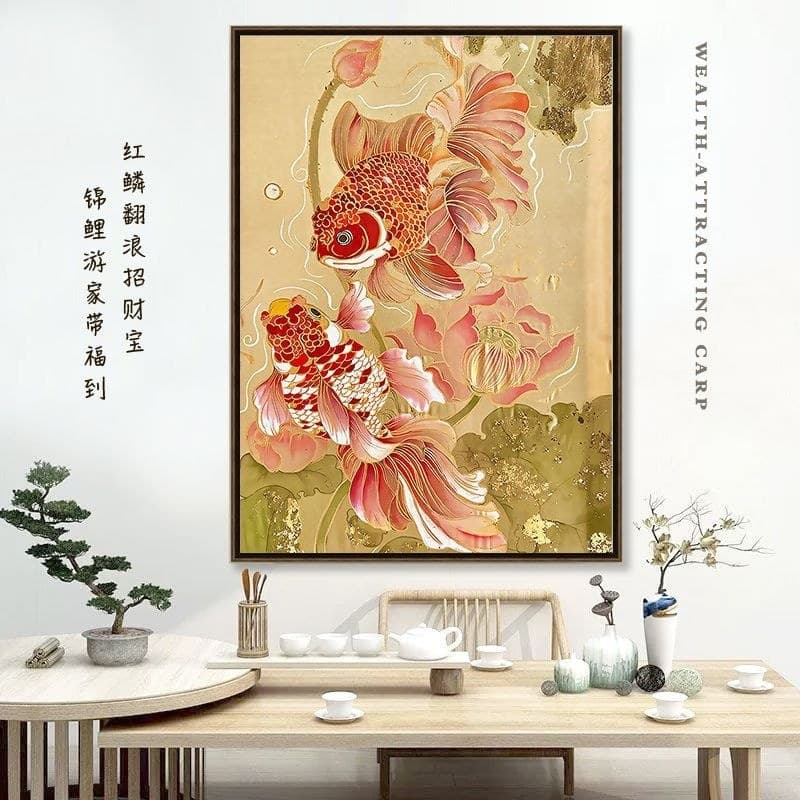 Jucai Koi ponto cruz 2025 estilo chinês entrada estudo sala de estar mais do que todos os anos bordado de linha artesana