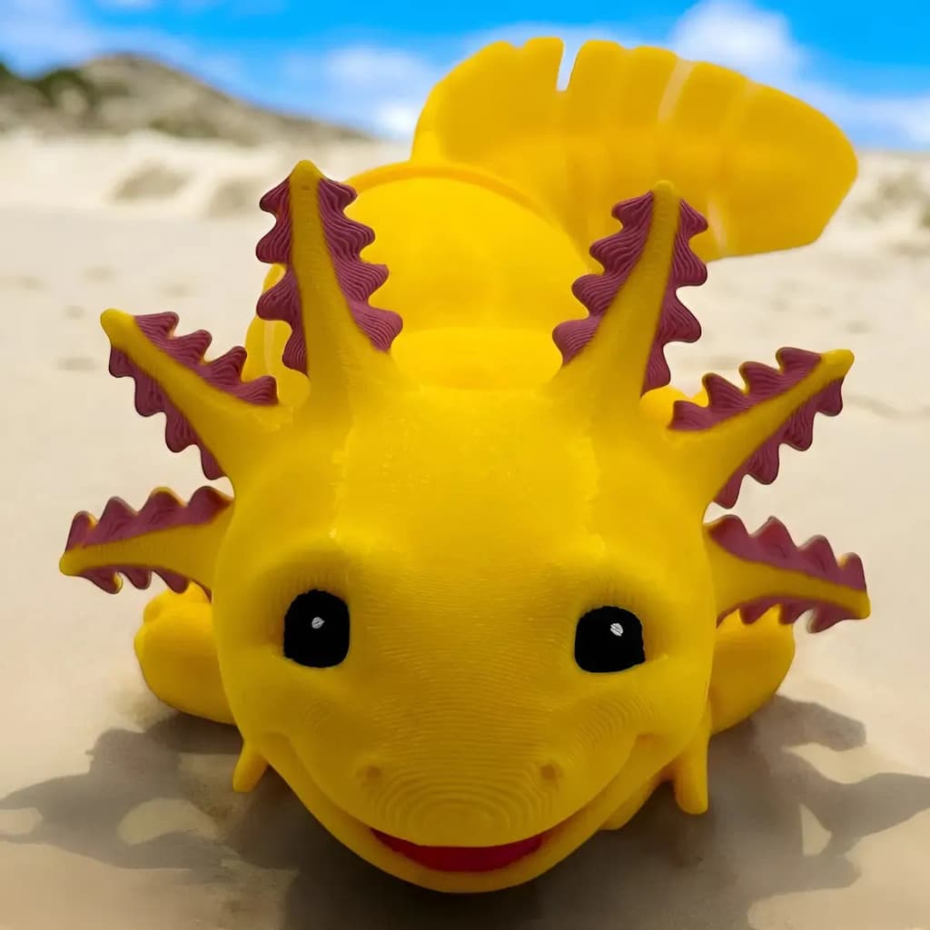Axolote Sorridente Articulado Fofura Interativa Móvel 21cm